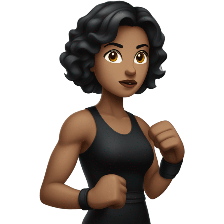 dark beauty in black dress boxing match emoji