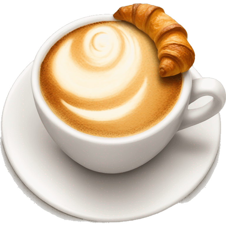 Cup of cappuccino with croissant emoji