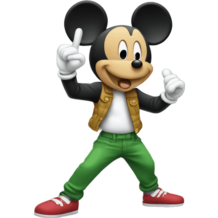 Micky mouse doing the dab emoji