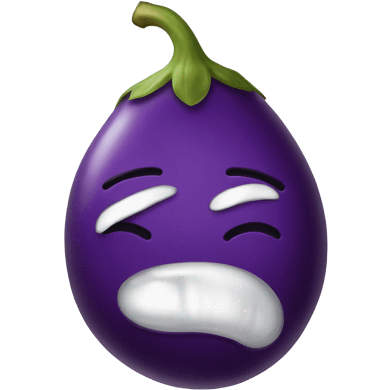 Eggplant emoji with sweat tears coming out  emoji