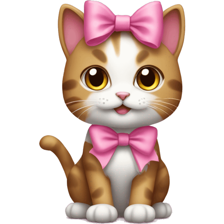 Cute cat with pink bow  emoji