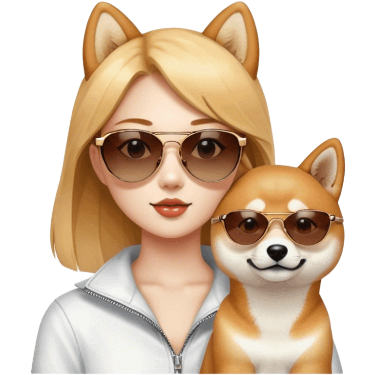 girl with shiba inu sunglasses emoji