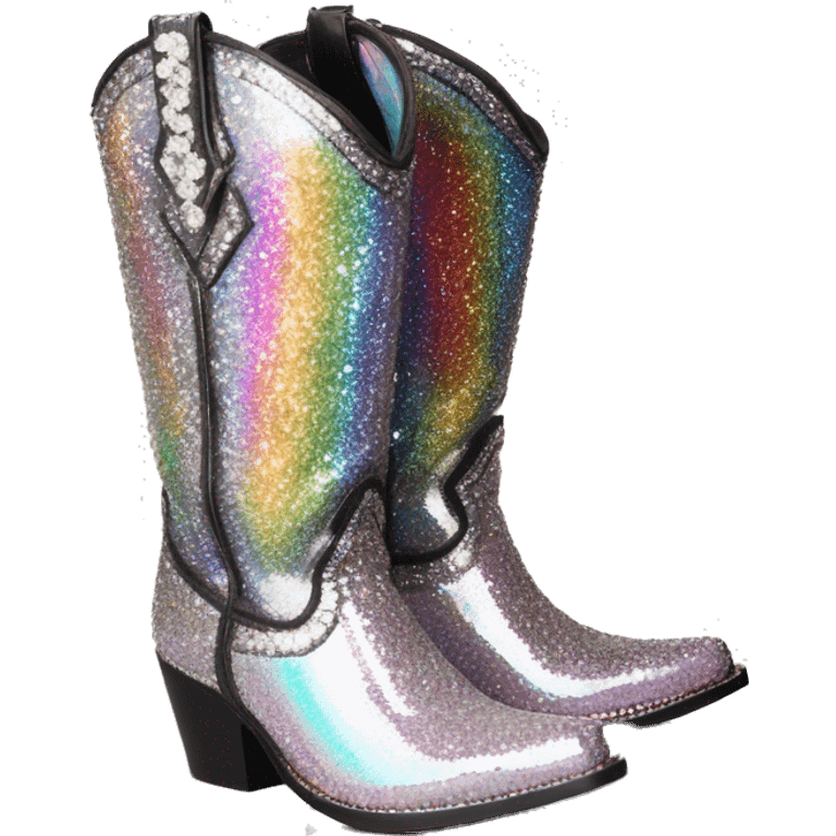 Iridescent Diamond gemstones bedazzled glitter cowboy boots Betsy Johnson emoji