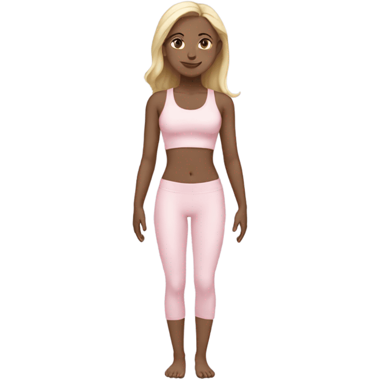 blonde yoga girl light pink clothes n emoji