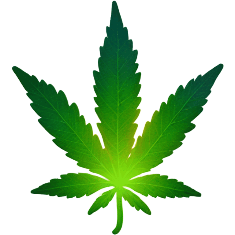 Cannabis leaf with gradient glow and smiling emoji