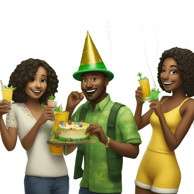 Marijuana birthday party emoji