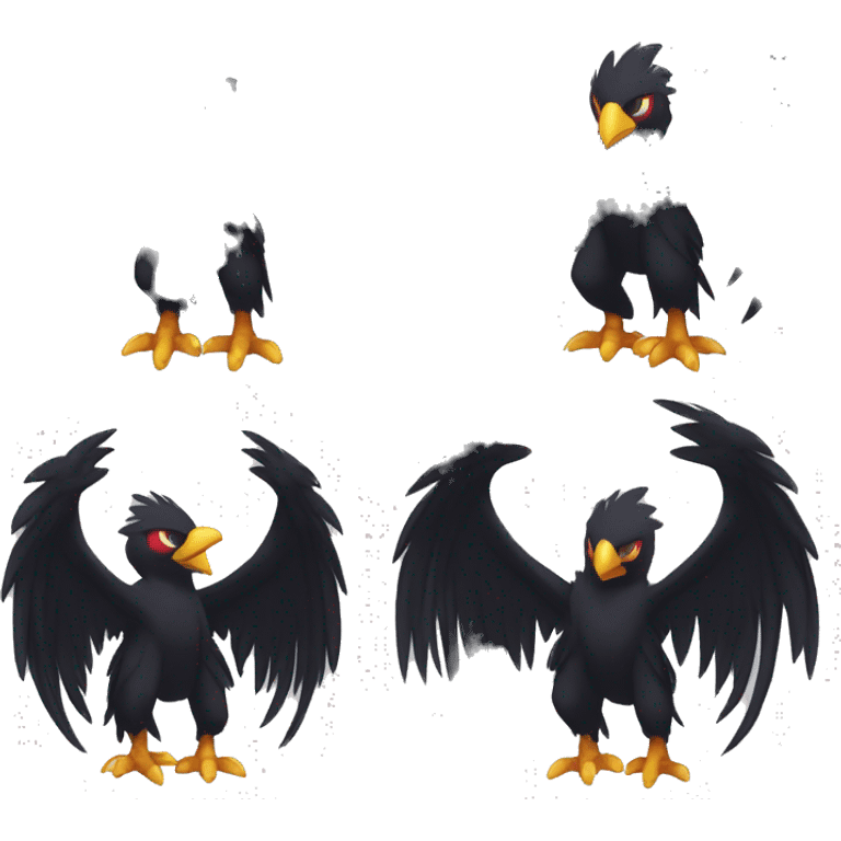 Edgy Fantasy legendary dark bird shadow-type-Phoenix Fakemon full body emoji