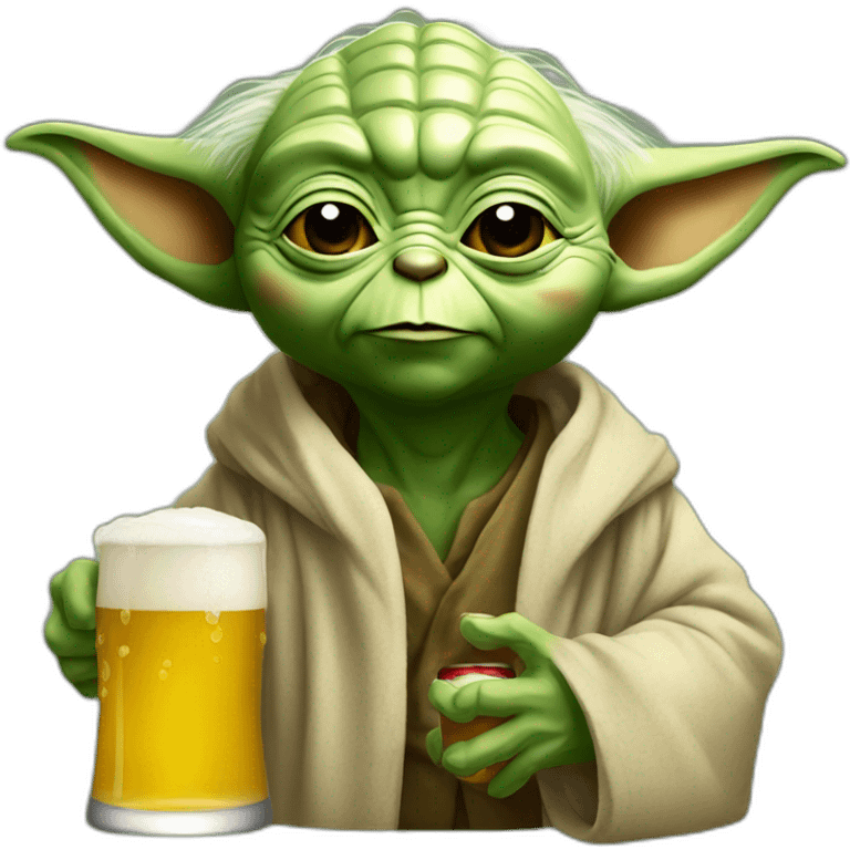 Yoda drinking beer emoji