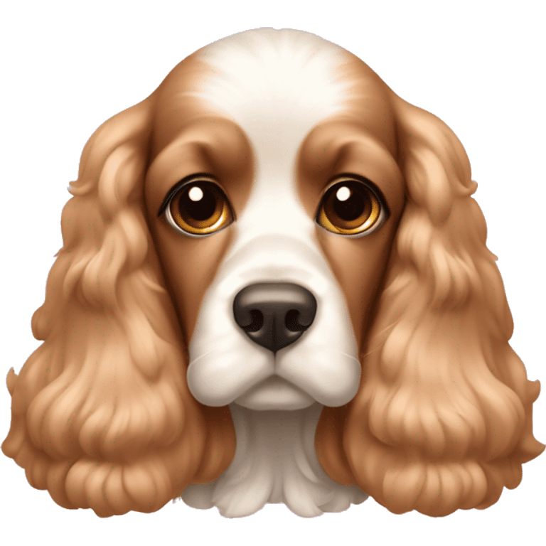 generame un emoji de un perrito cocker spaniel con un moño rosa en la orej emoji