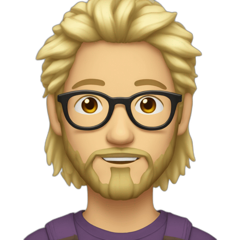 Non binary Big lebowsky blond round glasses chaotic beard long hair drink rhum emoji