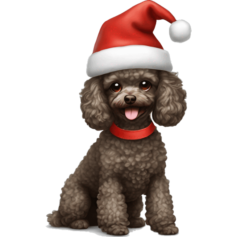 Toy poodle with Santa hat  emoji