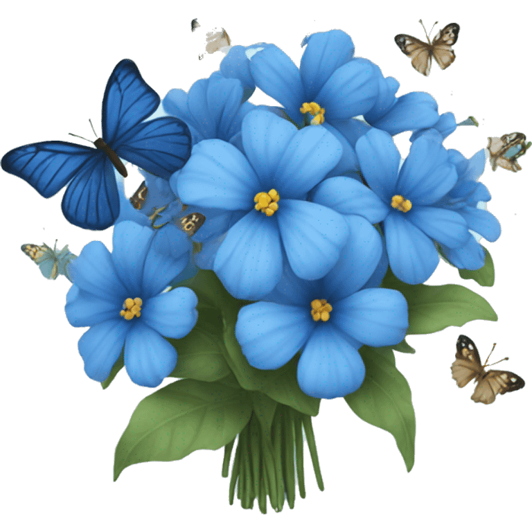 Blue bouquet with butterflies emoji