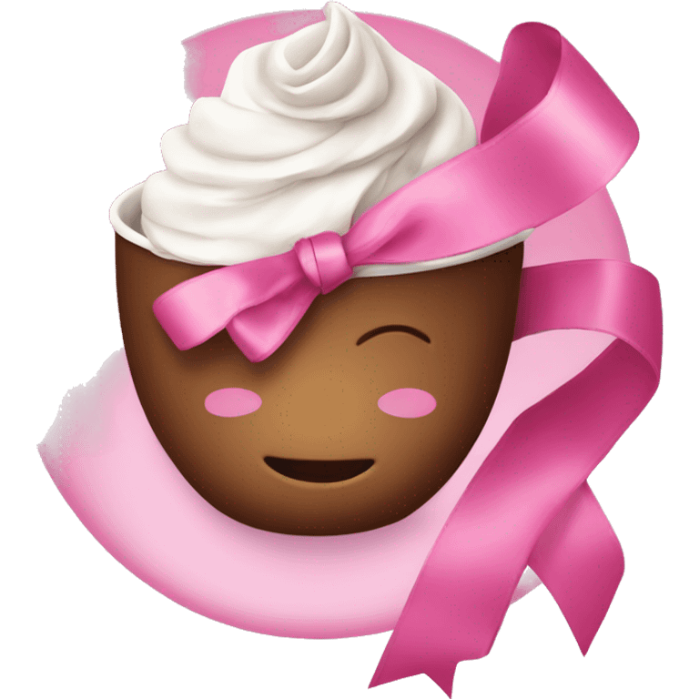 Pink girly coffe ribbon emoji