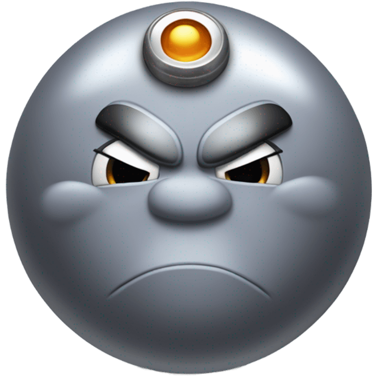 Metal cute mad Kirby Gray ball driving on car wheels with mad eyebrows game emoji