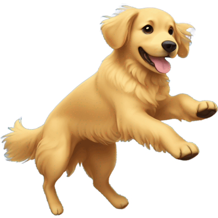 Golden retriever, bouncing on a trampoline emoji