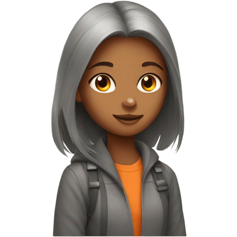 Girl with orange and grey cat emoji