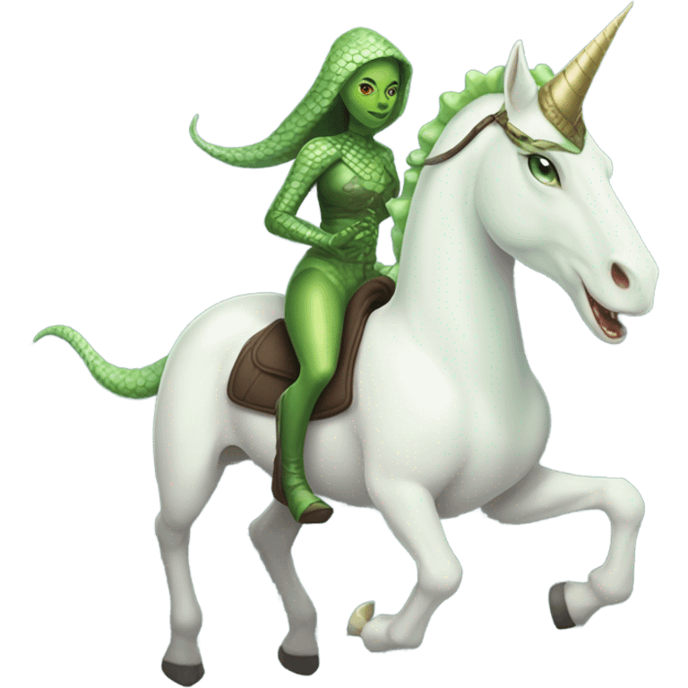 reptilian alien woman on a white unicorn emoji