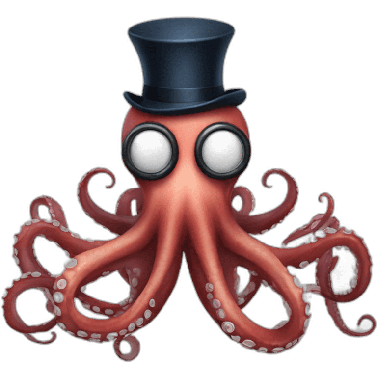 french octopus with monocle and mustache and top hate emoji