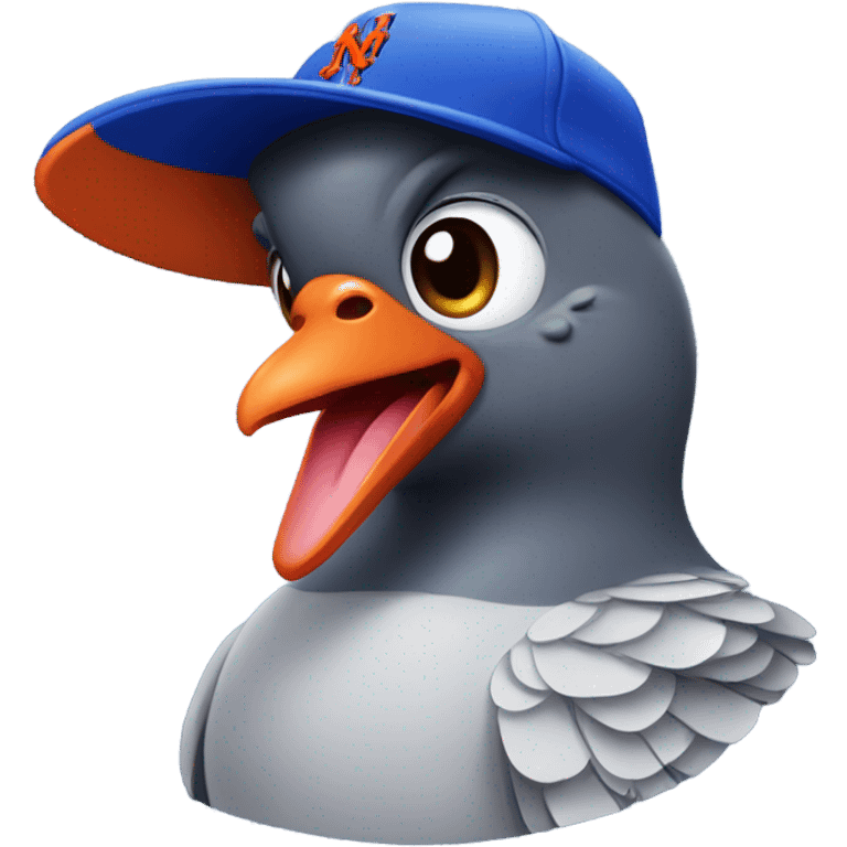 Pigeon with a New York Mets hat on its head  emoji