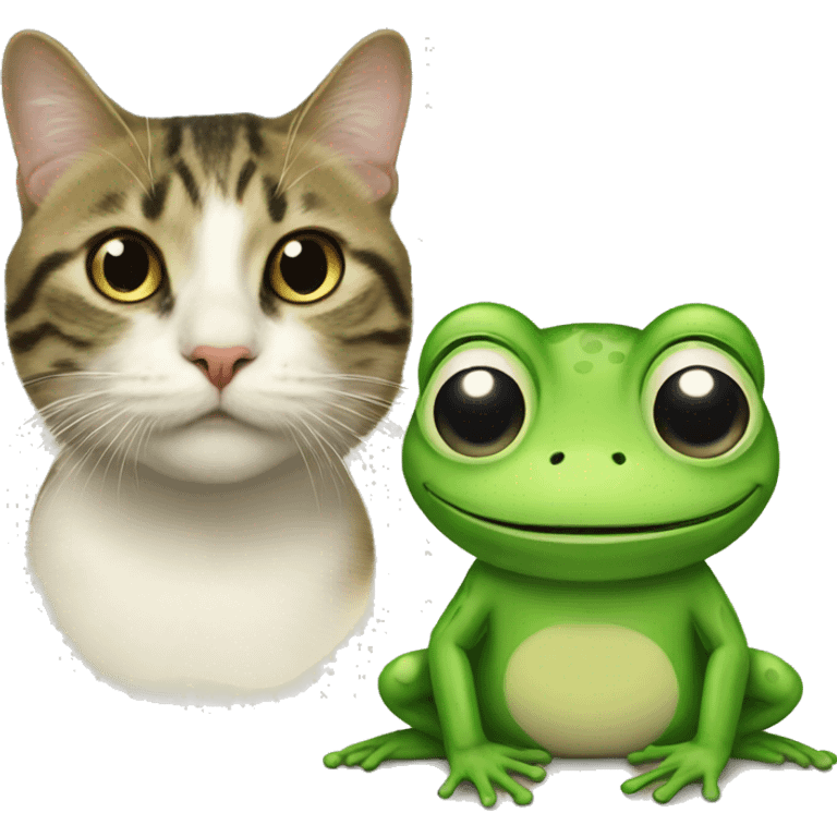 Frog and a cat emoji