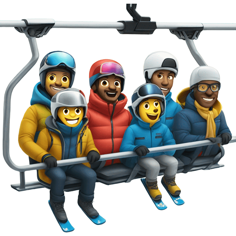 Six men in ski gear on a chairlift’s  emoji