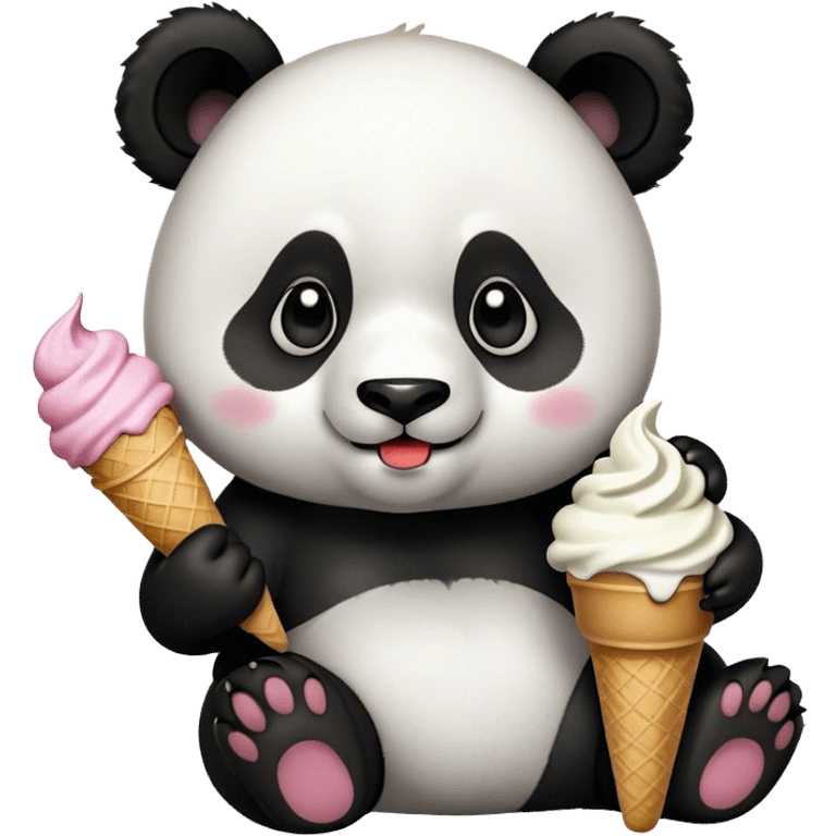 Panda eating ice cream emoji