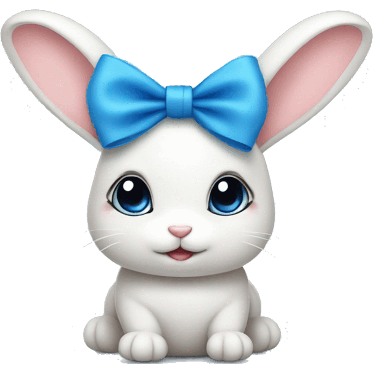 Cute bunny with blue bow on head  emoji