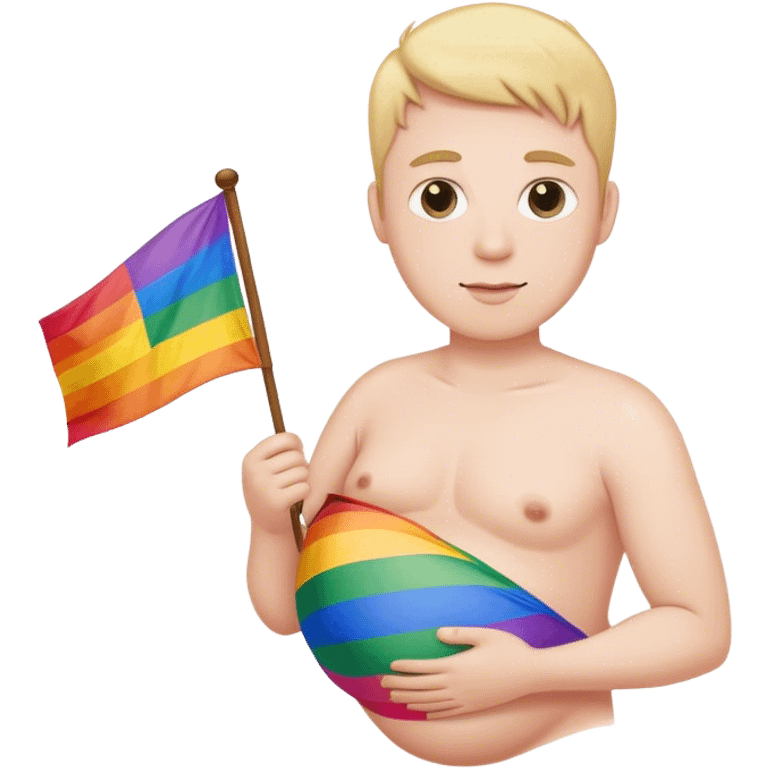 pregnant men with LGBTQ+ flag emoji