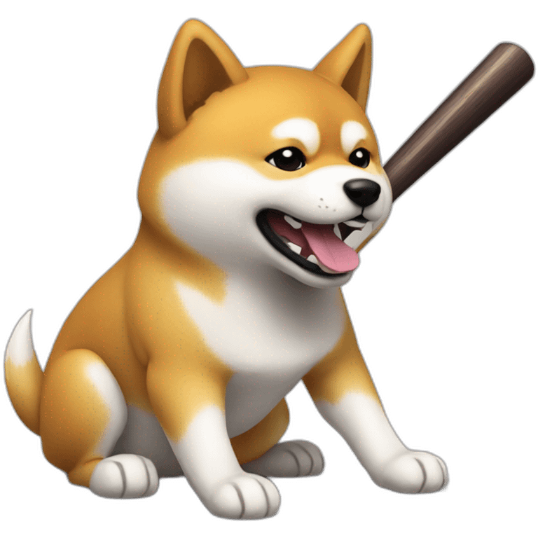 shiba inu hitting someone with a baseball bat, sitting emoji