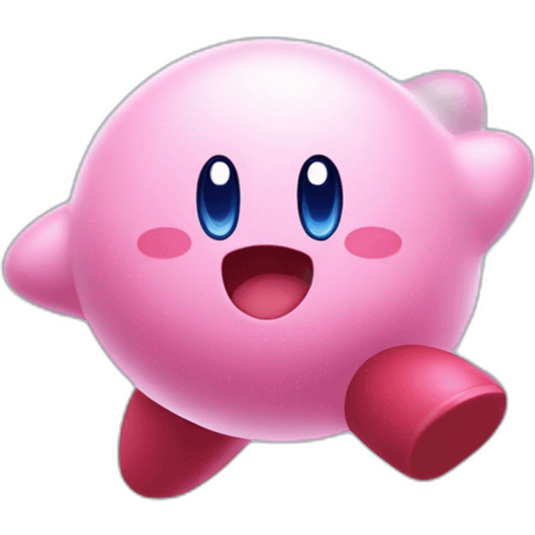 cute happy classic Kirby jumping on a star emoji