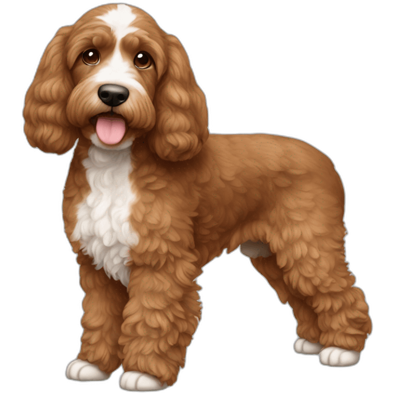 Reddish light brown cockapoo with small white patch on chin full body emoji