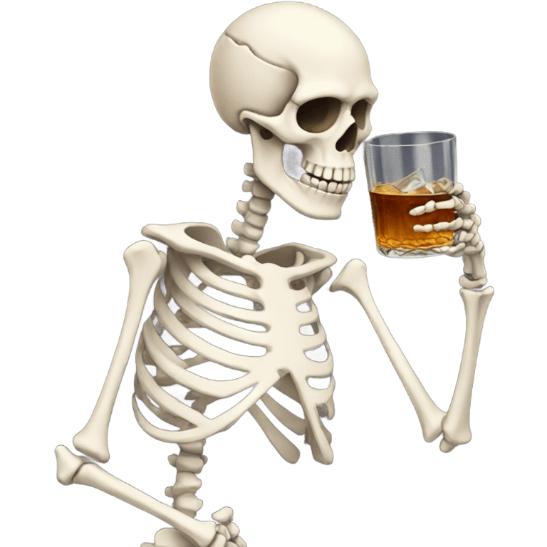 Skeleton drinking a whisky emoji