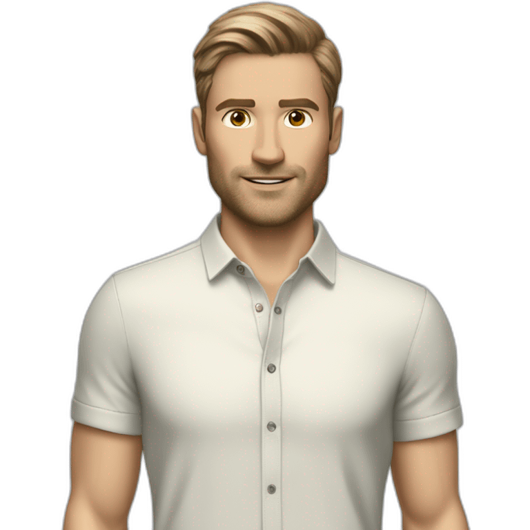 Creame un emoji de un hombre que vista camisa casual de marca HUGO BOSS que sea tipo emoji emoji