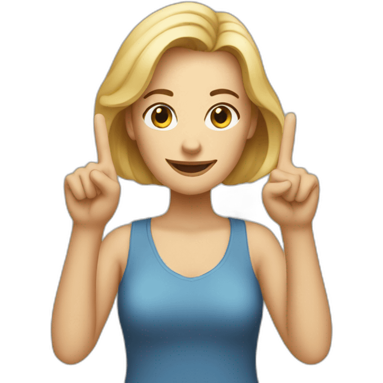 white woman ups two fingers emoji