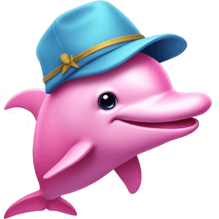 Pink dolphin with a hat emoji