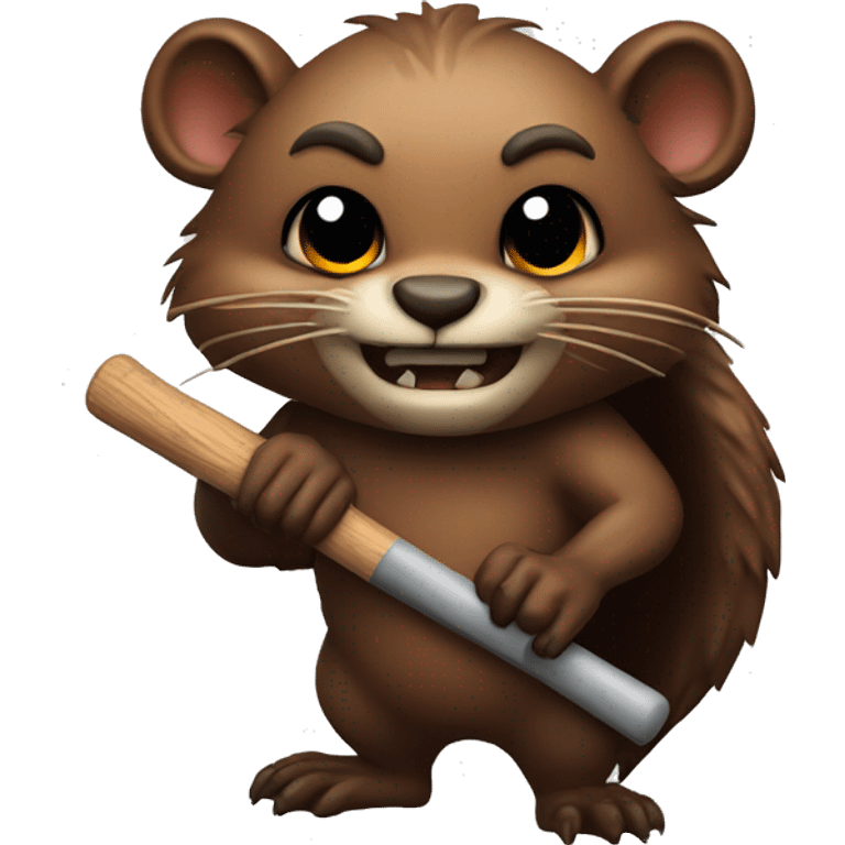 An evil beaver with a bat in his hands emoji