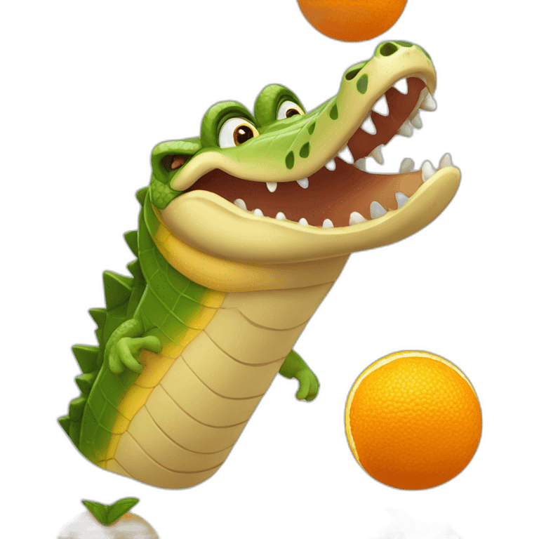 Crocodile qui mange une orange emoji