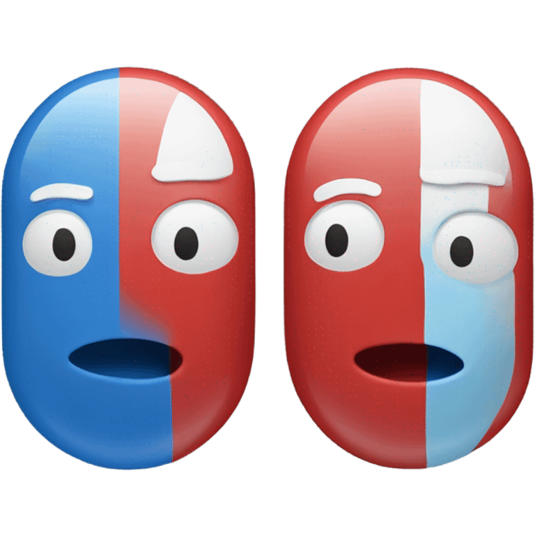 A red pill and a blue pill emoji