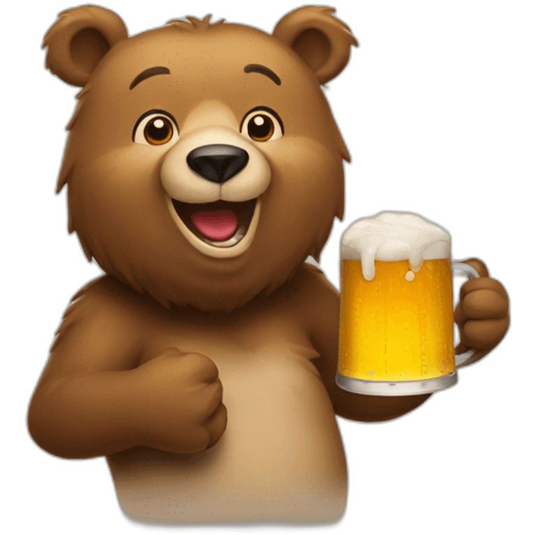 Bear with beer smiling emoji