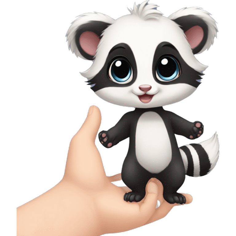 Cute baby skunk-panda-raccoon-ferret-hybrid full body emoji