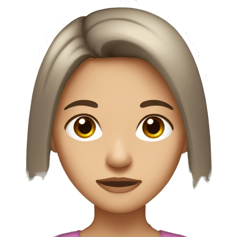 Girl with long light brown hair, gray eyes, and a scar on one of her eyes. emoji