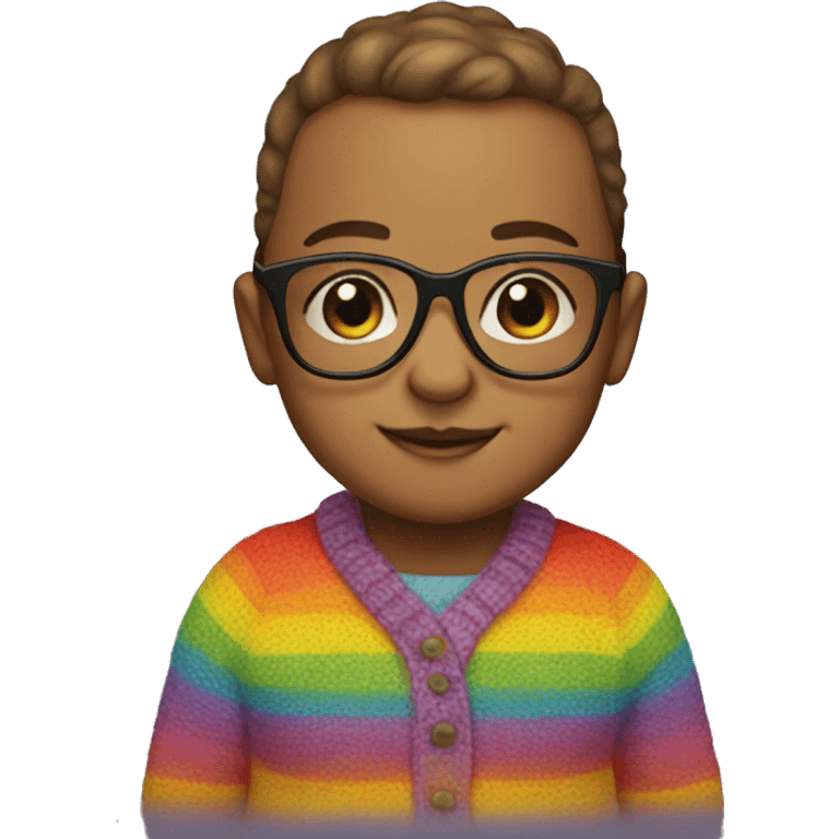 Create a baby wearing glasses and a rainbow sweater emoji