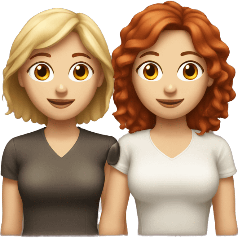 Brunette and redhead lesbian couple emoji