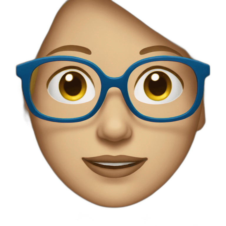 Woman with blond hair and blue glasses emoji