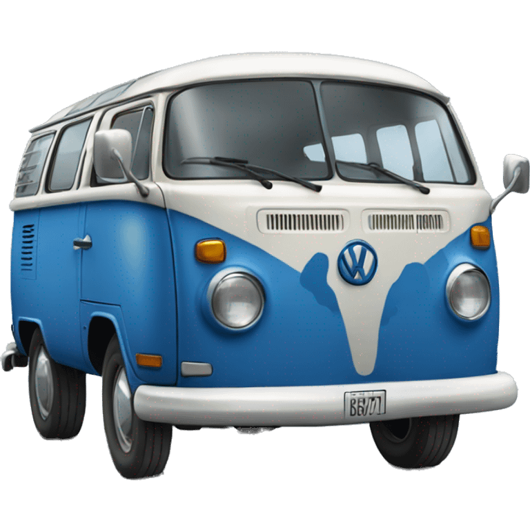 A classically painted 1977 blue vw bus emoji