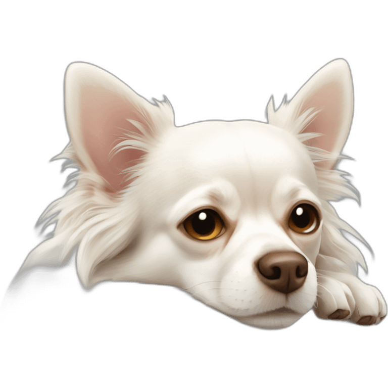 languid sleeping chihuahua longcoat white emoji