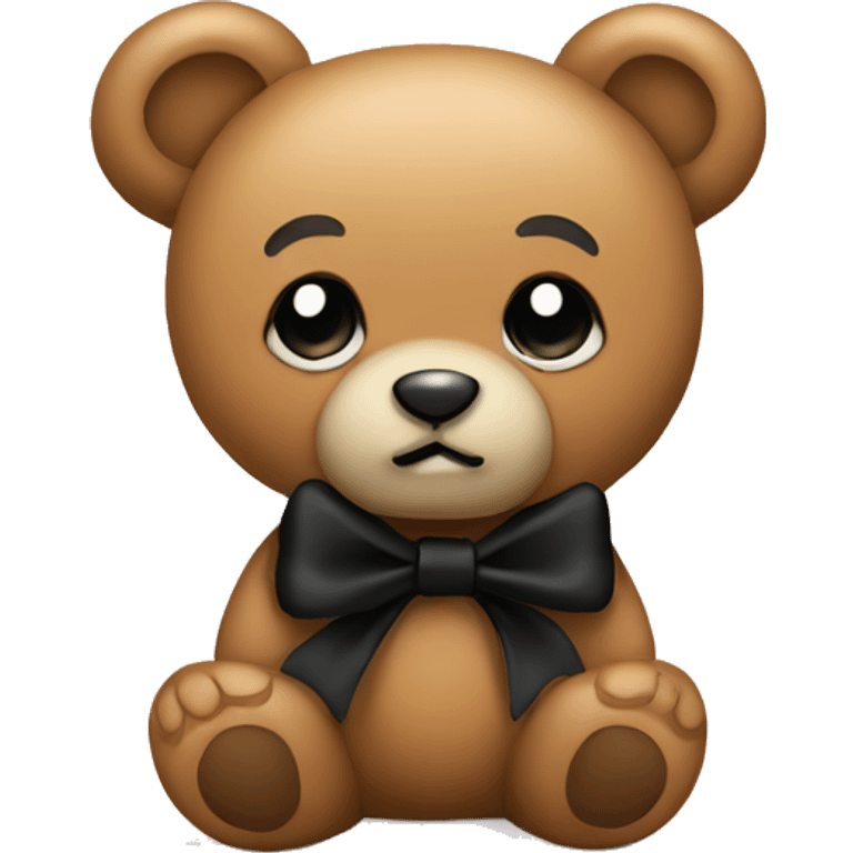 Cute teddy bear with black bow emoji