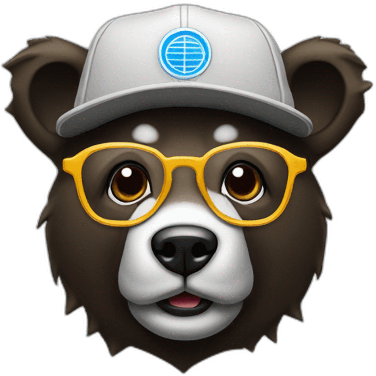 un oso con lentes oscuros y gorra negra emoji