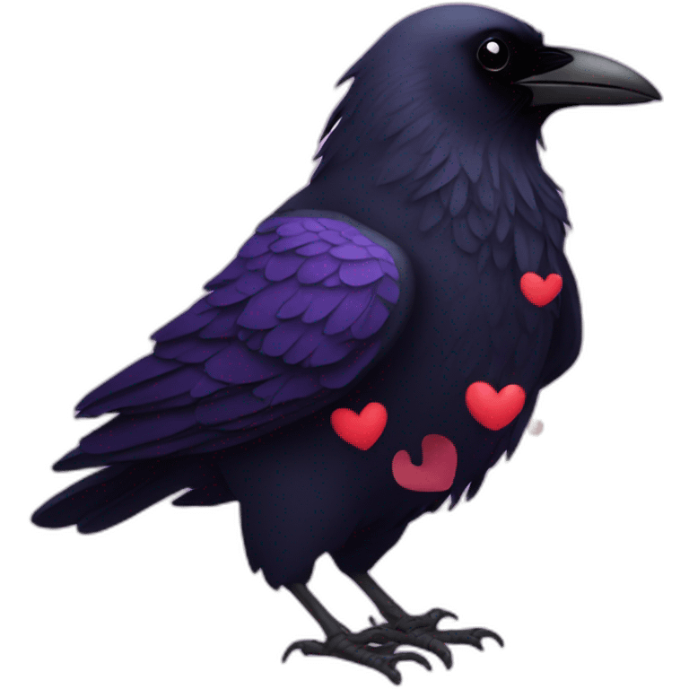 raven with hearts emoji