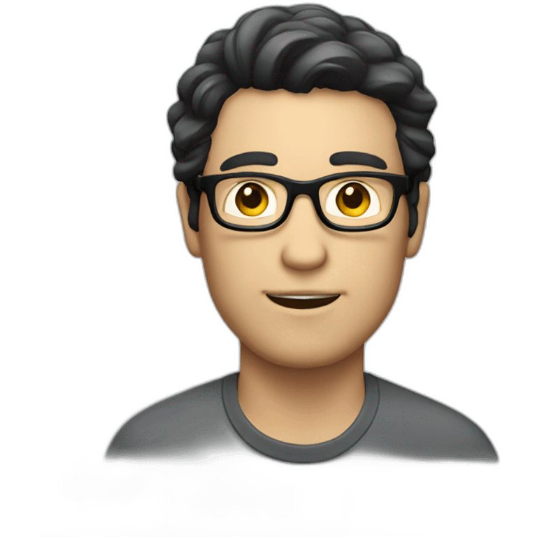 white man with dark hair and glasses talking emoji